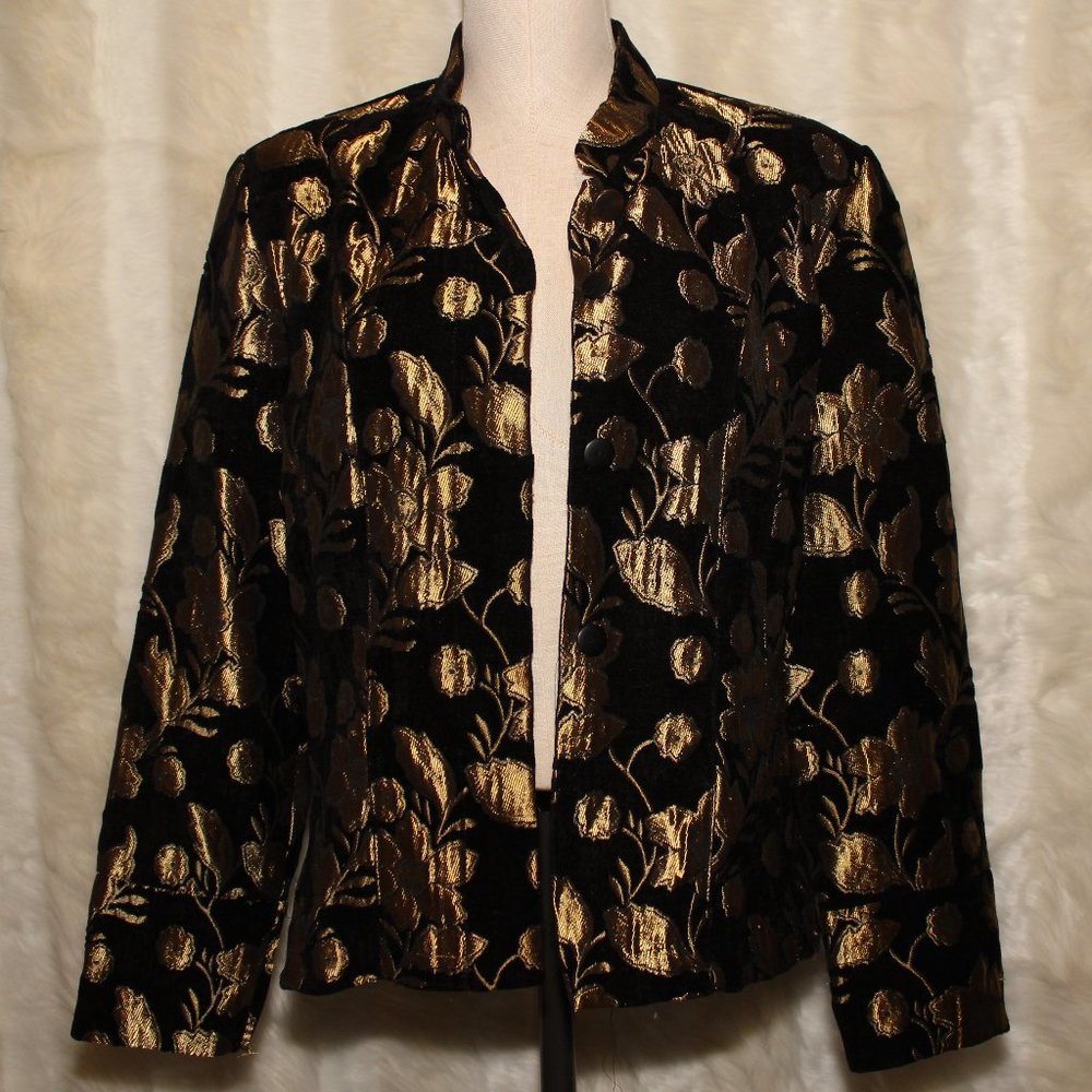 Brooke Coleman Vintage Metallic Gold Floral Jacket